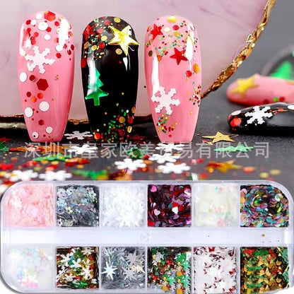 12 Grids Christmas Nail Decoration