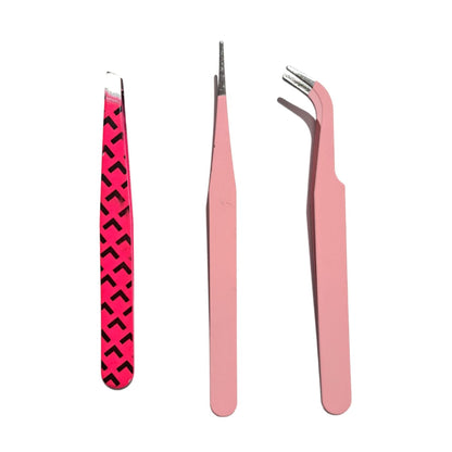 3pcs Eyebrow/Eyelash tweezers round point