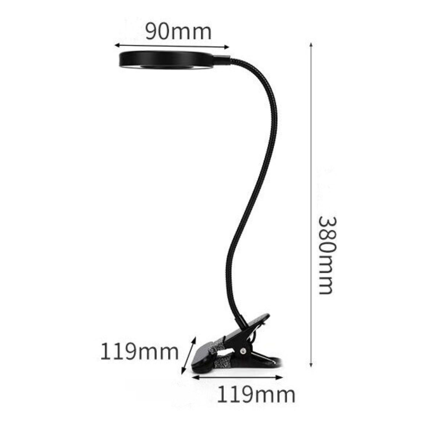 Work Station Clip Lamp Round 7W USB Cable