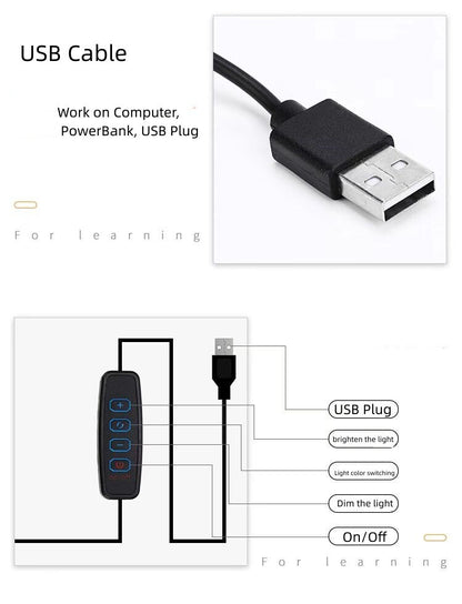 Work Station Clip Lamp Round 7W USB Cable