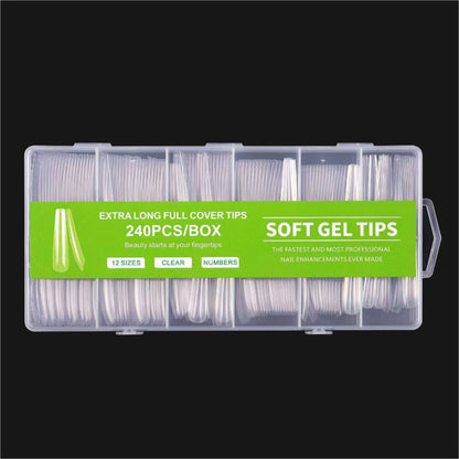 Full cover Coffin Nail Tips 3XL Long Soft gel tips 240pcs
