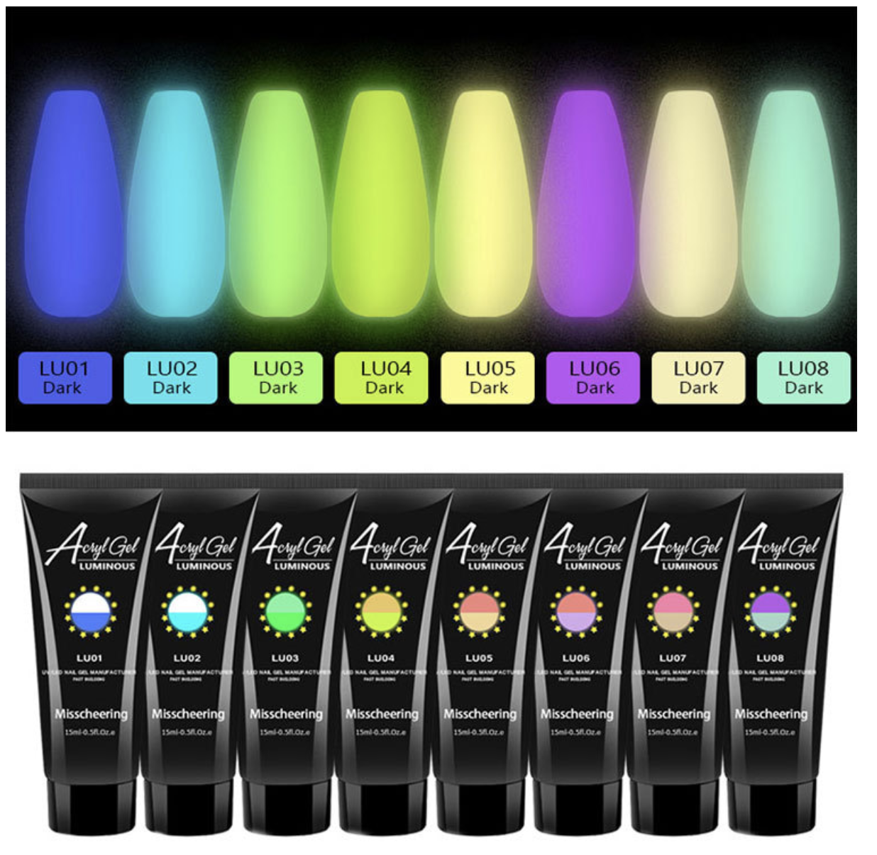 Luminous Poly Gel 15ml - 8 Colours to choose from