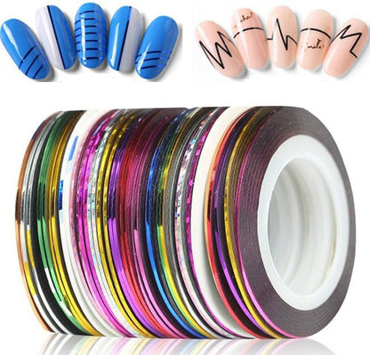 Nail Striping Tape Mixed Colours 30pcs