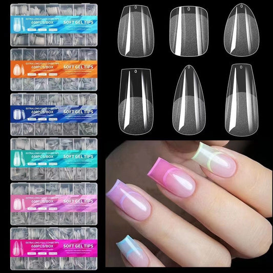 Soft Gel Full Cover Nail Tips Clear 600pcs