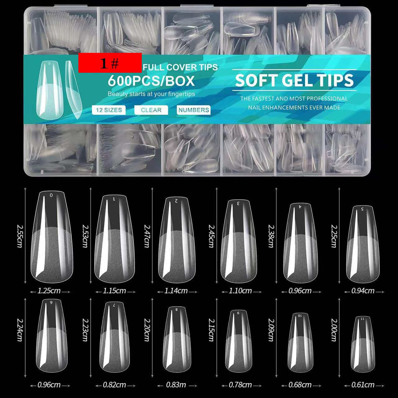 Soft Gel Full Cover Nail Tips Clear 600pcs