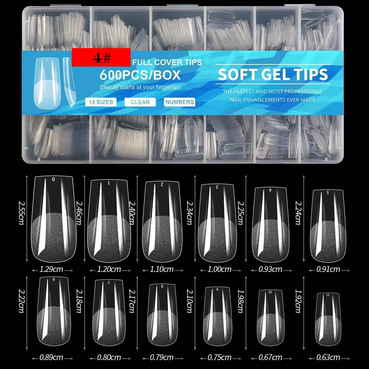 Soft Gel Full Cover Nail Tips Clear 600pcs