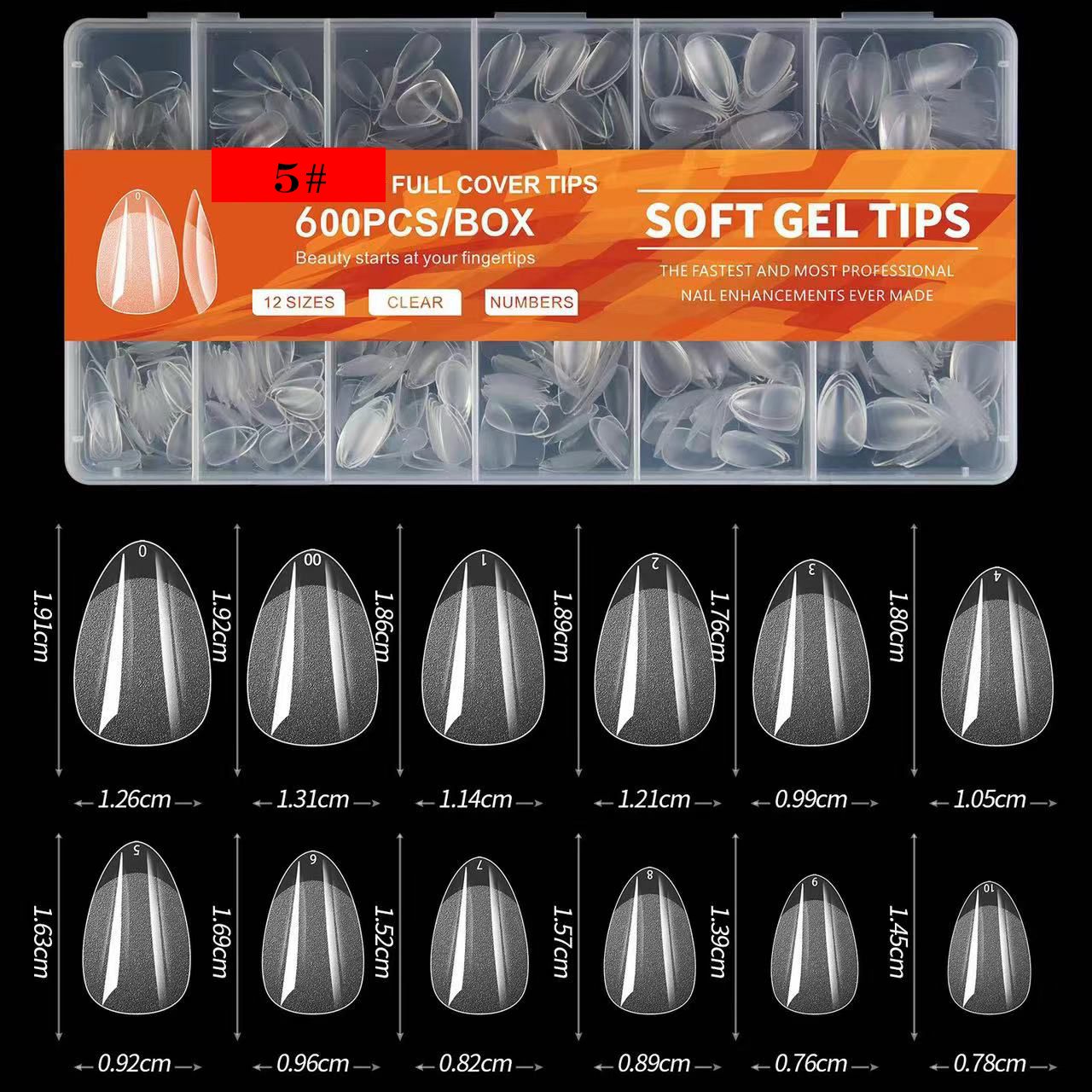 Soft Gel Full Cover Nail Tips Clear 600pcs