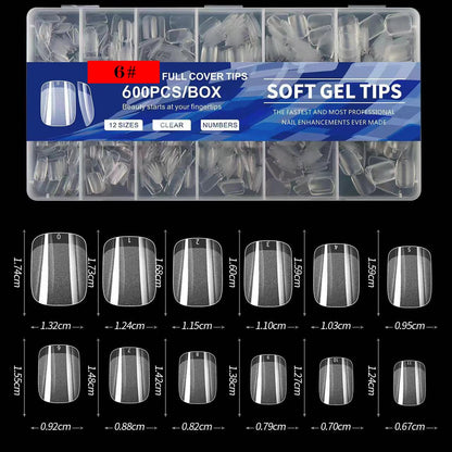 Soft Gel Full Cover Nail Tips Clear 600pcs