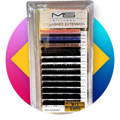 Individual Single Lashes Lash Tray (12 Rows) 0.07C Mix