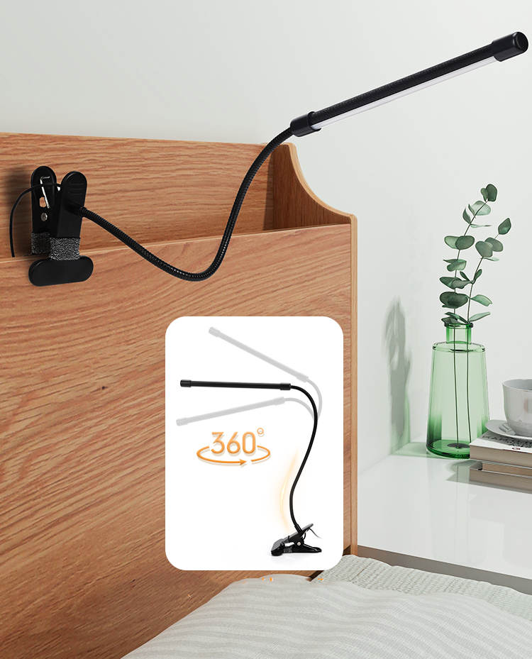 Work Station Clip Lamp Long Straight 7W USB Cable