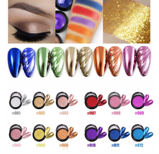 Chrome Nail Powder 12 colours to choose from