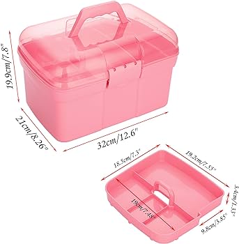 Large Beauty Box - Plastic Box Manicure (Peach Pink)