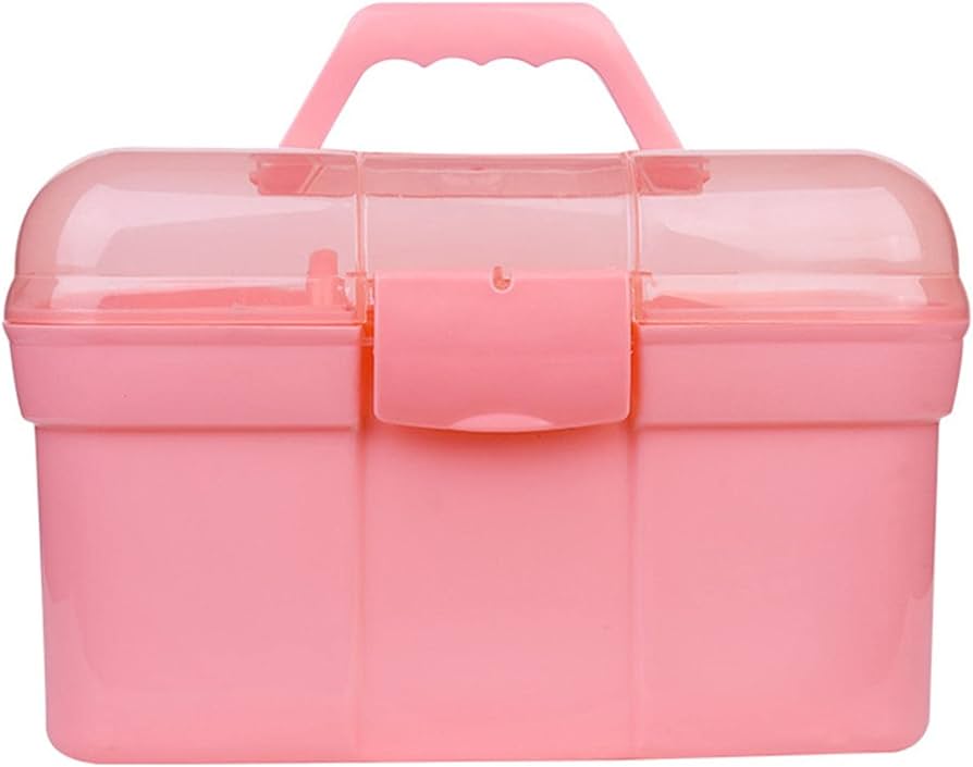 Large Beauty Box - Plastic Box Manicure (Peach Pink)