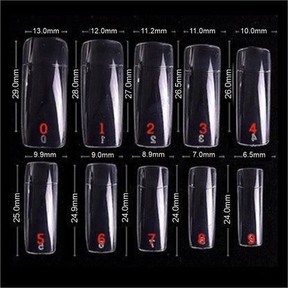 500pcs Halfmoon Nail Tips - Clear or natural
