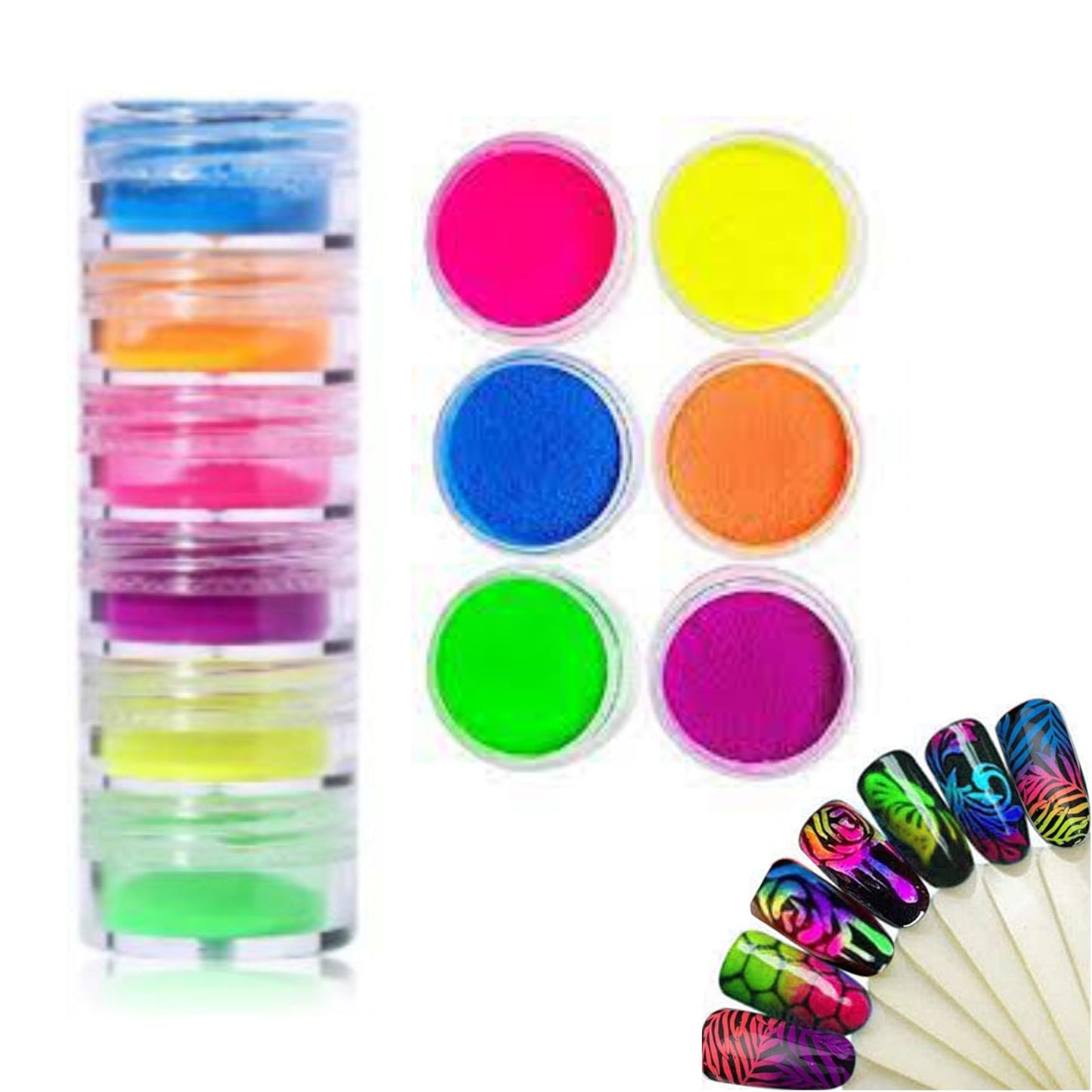 6pcs Colors Fluorescent neon pigment 6 Stack Bundle
