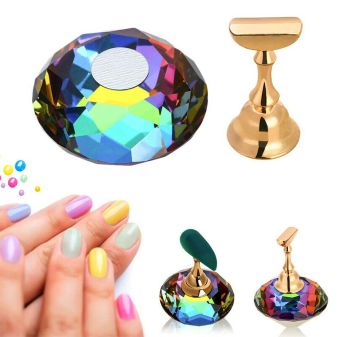 Crystal gem nail holder display and practice