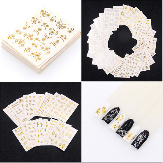 Gold and silver bronzing Water Decals sticker 30pcs