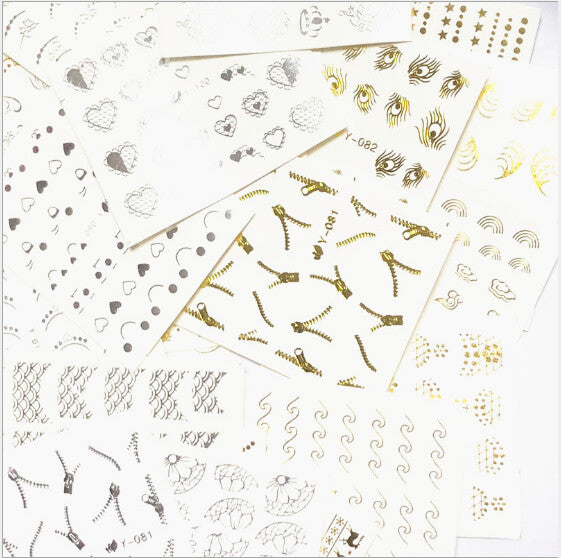 Gold and silver bronzing Water Decals sticker 30pcs