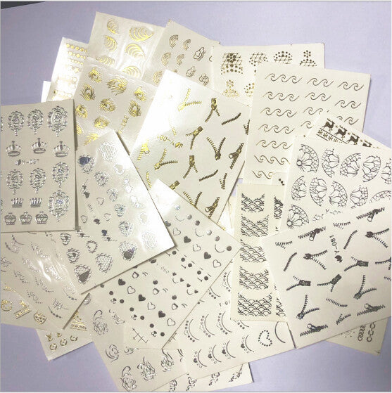 Gold and silver bronzing Water Decals sticker 30pcs