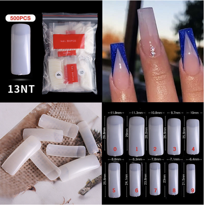 500pcs Halfmoon Nail Tips - Clear or natural