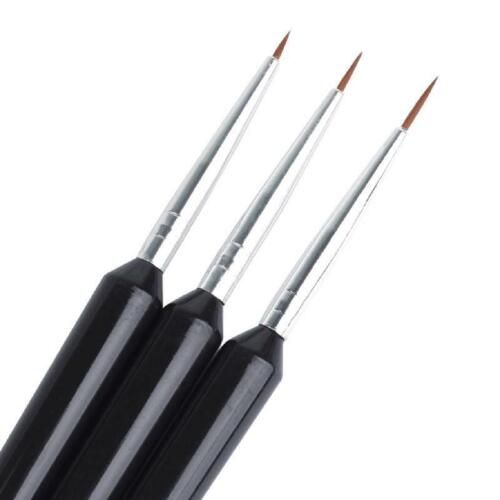 Nail Art Striping Brushes 3pcs Set Black