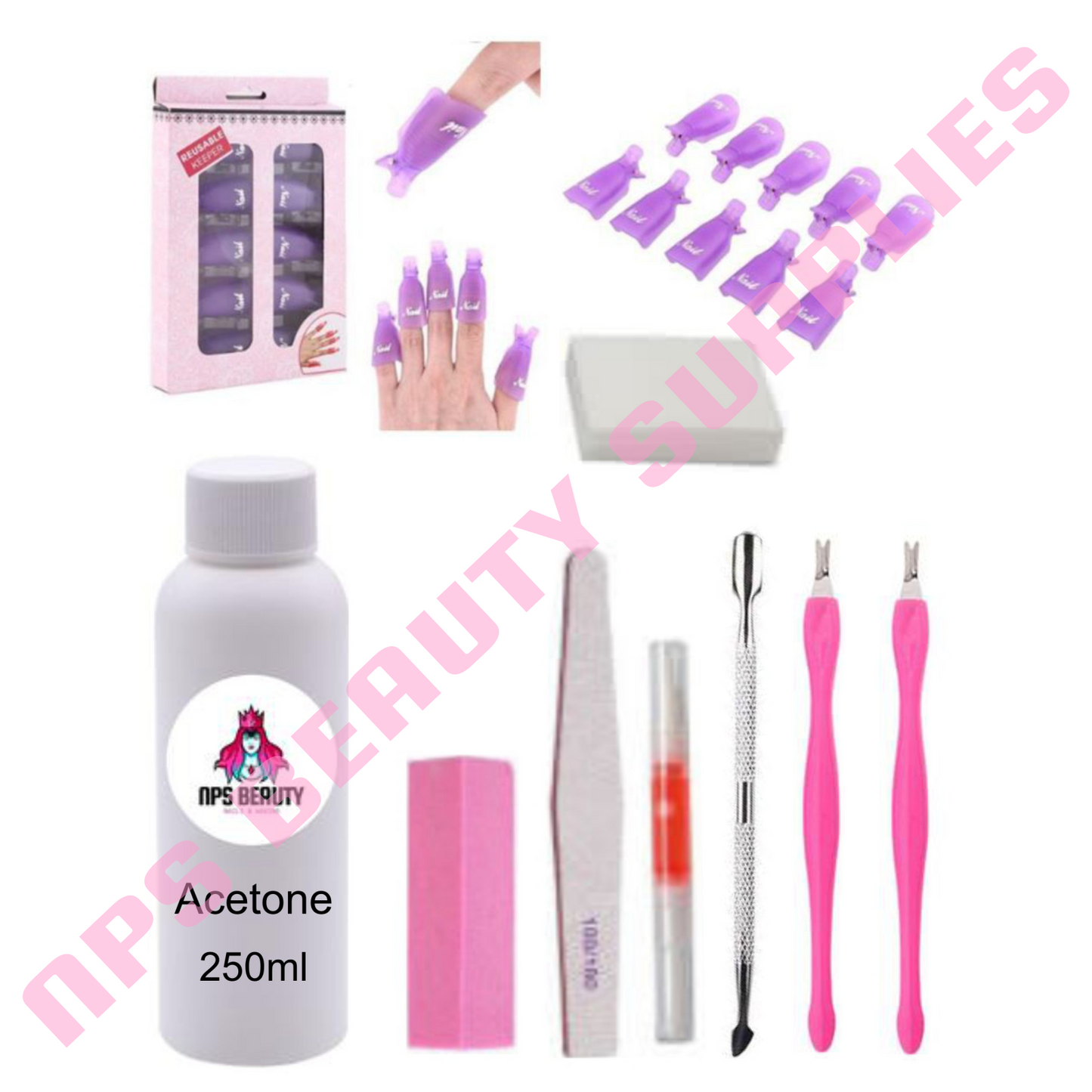 Artificial Nail Soak Off Kit (Reusable Clips)